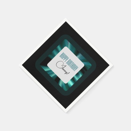 Modern Emerald Green Black und White Serviette (Ecke)