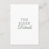 Modern Emerald Green Boho Chic Wedding Details Begleitkarte (Rückseite)