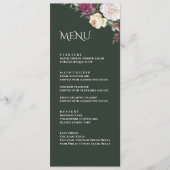 Modern Emerald Green Burgundy Peonies Menu Card Menükarte (Vorderseite)