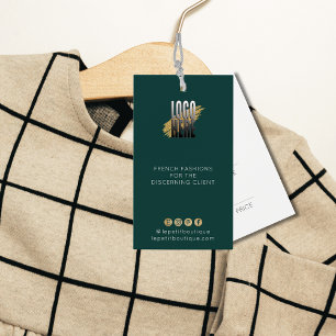 Modern Emerald Green Clothing Price Tag with logo