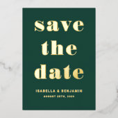 Modern Emerald Green Foto Save the Date Gold Folieneinladung (Vorderseite)
