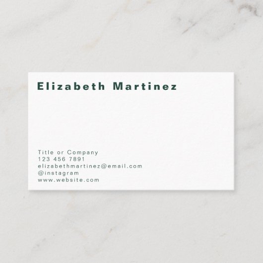 Modern Emerald Green Front and Back Personalized Visitenkarte (Vorderseite)