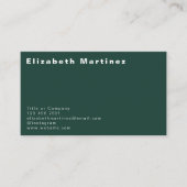 Modern Emerald Green Front and Back Personalized Visitenkarte (Vorderseite)