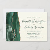 Modern Emerald Green Gold Agate Ivory Wedding Einladung (Vorderseite)
