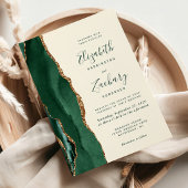 Modern Emerald Green Gold Agate Ivory Wedding Einladung