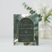 Modern Emerald Green Gold Agate Marble WEDDING (Stehend Vorderseite)