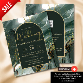 Modern Emerald Green Gold Agate Marble WEDDING