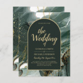 Modern Emerald Green Gold Agate Marble WEDDING (Vorne/Hinten)