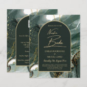 Modern Emerald Green Gold Agate Marble WEDDING (Vorne/Hinten)