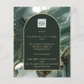 Modern Emerald Green Gold Agate Marble WEDDING (Rückseite)