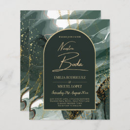 Modern Emerald Green Gold Agate Marble WEDDING