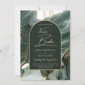 Modern Emerald Green Gold Agate Marble WEDDING Einladung (Vorderseite)