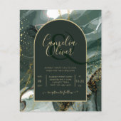 Modern Emerald Green Gold Agate Marble WEDDING Flyer (Vorne)