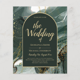 Modern Emerald Green Gold Agate Marble WEDDING Flyer