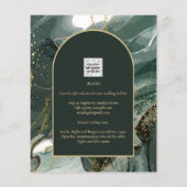 Modern Emerald Green Gold Agate Marble WEDDING Flyer (Hinten)