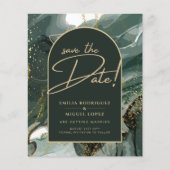 Modern Emerald Green Gold Agate Marble WEDDING Flyer (Vorne)