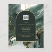Modern Emerald Green Gold Agate Marble WEDDING Flyer (Hinten)