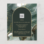 Modern Emerald Green Gold Agate Marble WEDDING Flyer (Hinten)