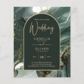 Modern Emerald Green Gold Agate Marble WEDDING Flyer (Vorne)