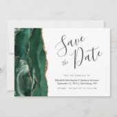 Modern Emerald Green Gold Agate Save the Date Card Einladung (Vorderseite)