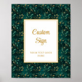 Modern Emerald Green Gold Green Custom Sign Poster (Vorne)