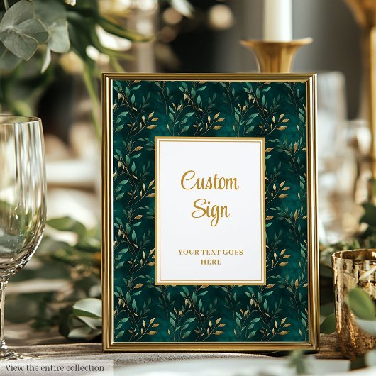 Modern Emerald Green Gold Green Custom Sign Poster