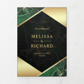 Modern Emerald Green Gold Marmor Ampere und Hochze Dreifach Gefaltete Einladung (Cover)