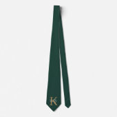 Modern Emerald Green Gold Monogram Script Krawatte (Vorderseite)