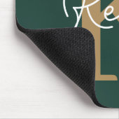 Modern Emerald Green Gold Monogram Script Mousepad (Ecke)