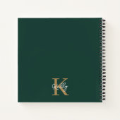 Modern Emerald Green Gold Monogram Script Notizblock (Rückseite)