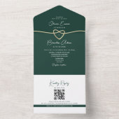 Modern Emerald Green Gold Wedding All In One Einladung (Innen Boden)