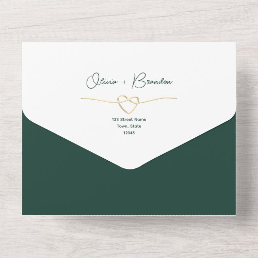 Modern Emerald Green Gold Wedding All In One Einladung (Rückseite)