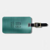 Modern Emerald Green Monogram Gepäckanhänger (Vorderseite horizontal)