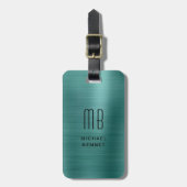 Modern Emerald Green Monogram Gepäckanhänger (Vorderseite vertikal)