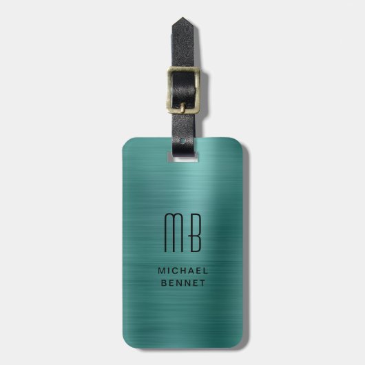 Modern Emerald Green Monogram Gepäckanhänger (Vorderseite vertikal)
