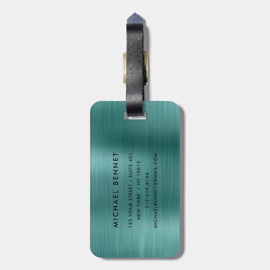 Modern Emerald Green Monogram Gepäckanhänger (Rückseite vertikal)