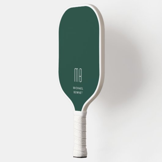Modern Emerald Green Monogram Pickleball Schläger (Links)