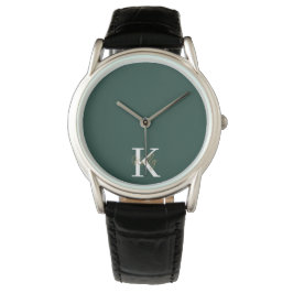 Modern Emerald Green Monogram Script Armbanduhr