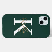 Modern Emerald Green Monogram Script Case-Mate iPhone Hülle (Rückseite (Horizontal))