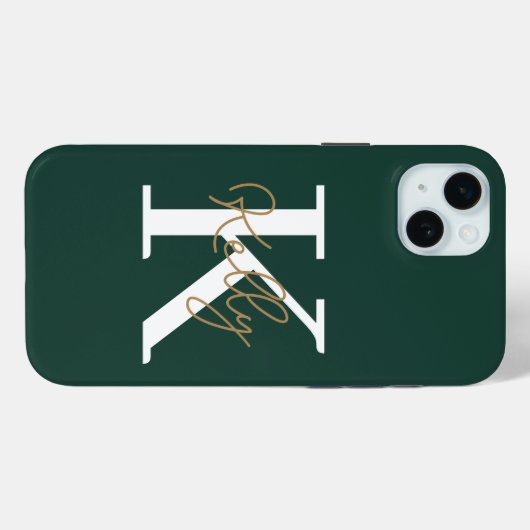 Modern Emerald Green Monogram Script Case-Mate iPhone Hülle (Rückseite (Horizontal))