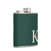 Modern Emerald Green Monogram Script Flachmann (Rechts)