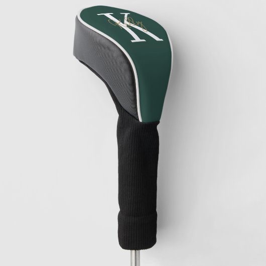 Modern Emerald Green Monogram Script Golf Headcover (angewinkelt)