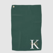 Modern Emerald Green Monogram Script Golfhandtuch (Vorderseite)