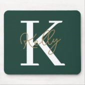 Modern Emerald Green Monogram Script Mousepad (Vorne)