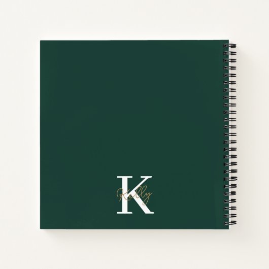 Modern Emerald Green Monogram Script Notizblock (Rückseite)