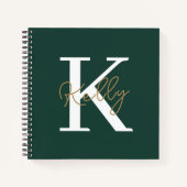 Modern Emerald Green Monogram Script Notizblock (Vorderseite)