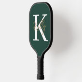 Modern Emerald Green Monogram Script Pickleball Schläger (Links)