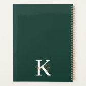 Modern Emerald Green Monogram Script Planer (Rückseite)