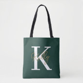 Modern Emerald Green Monogram Script Tasche (Vorderseite)