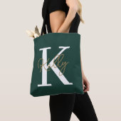 Modern Emerald Green Monogram Script Tasche (Von Nahem)
